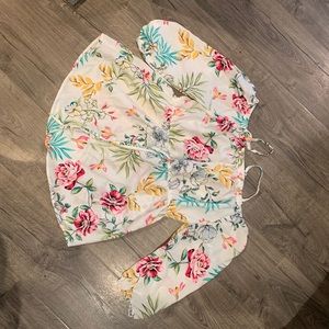 Off shoulder white floral top